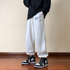 可束脚加厚加绒运动裤男大码宽松直筒卫裤男K13259-P35加绒-P45，男装休闲裤，电商A040