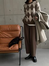 冬季·羊毛拼色格套头毛衫，其它，hello september