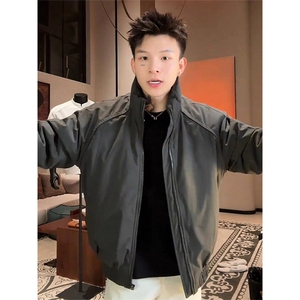 现货美式高街休闲夹克冬季三防立领纯色户外工装加厚棉服外套图片
