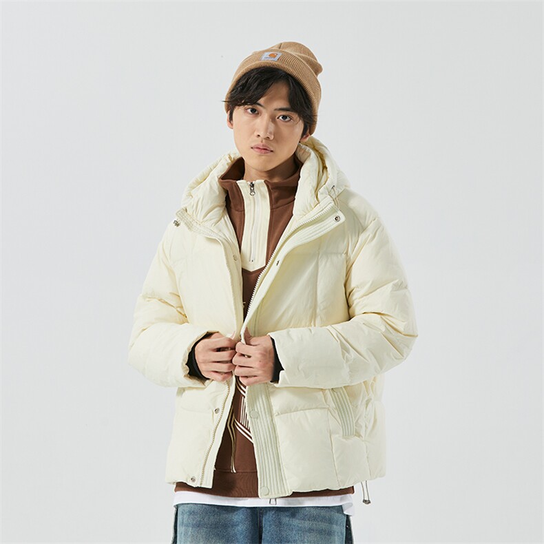 新标90白鸭绒简约休闲连帽外套纯色加厚羽绒服ESY0209-P210，男装羽绒服，电商B306