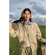 复古miu系夹克格子拼接短外套休闲工装上衣男女，男装夹克，星座218-8