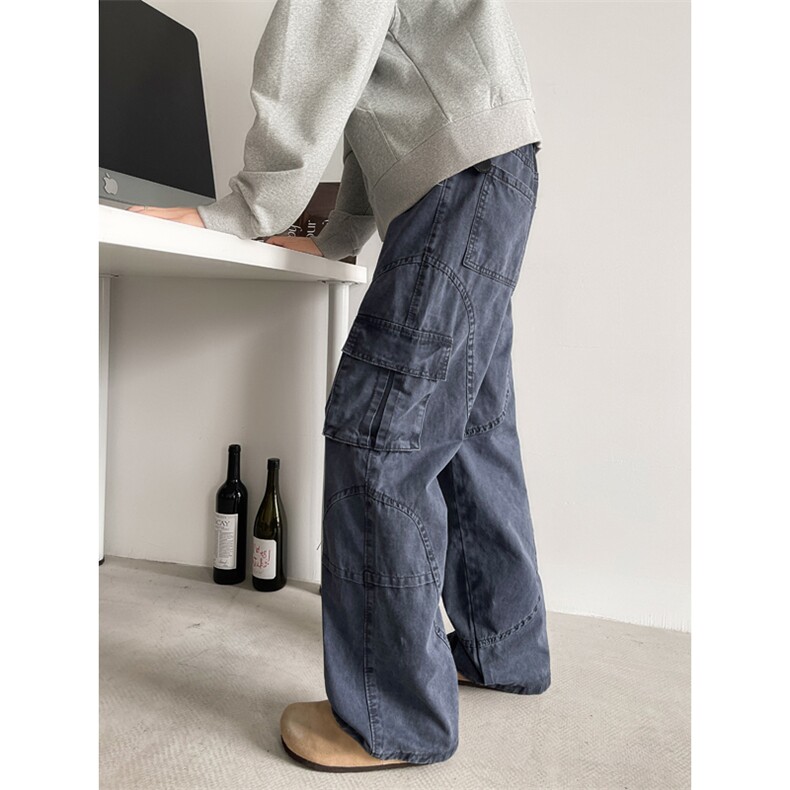 B221美式ins暗黑高品质多口袋休闲工装裤子LK24371-P70控98，男装休闲裤，电商B221