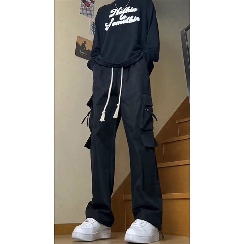 美式ins高街vibe宽松直筒束脚拉链装饰工装裤货号K2405P60,男装休闲裤,电商A063