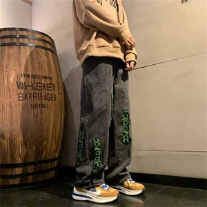 牛仔裤美式hiphop裤子ins高街潮直筒长裤N0589-P50图片