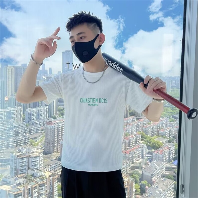 刺绣Polo衫男痞帅短袖翻领T恤2023男装圆领夏季薄款帅气衣服 T223图片