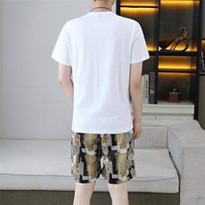 24342-P65夏季休闲T恤短裤男两件套欧货潮牌圆领短袖T恤套装，男装休闲套装，电商D310B-1