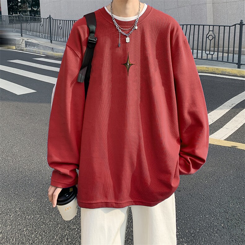 抖音供货、秋季现货舒适棉宽松重磅长袖T恤D223A-CT2321-特P28,男装T恤,电商019-1