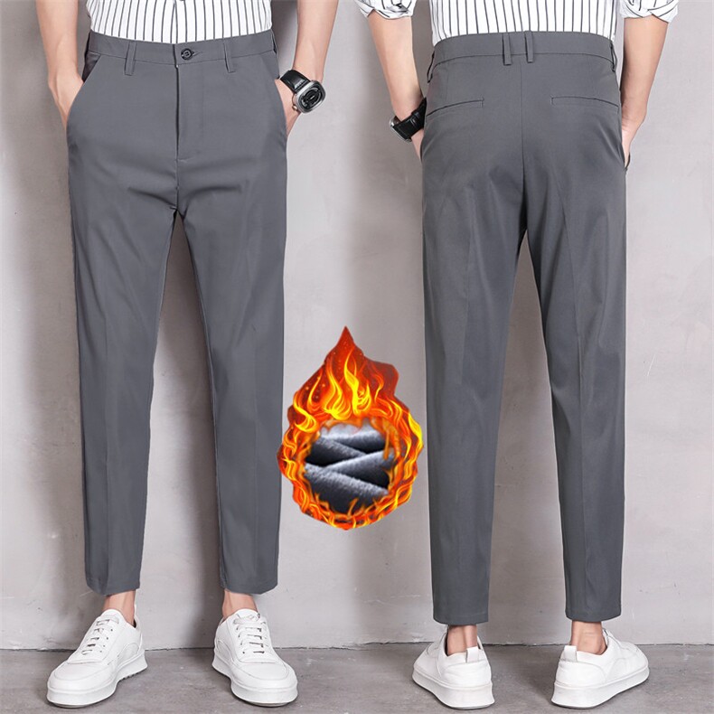 冬季加绒小西裤男休闲裤加绒九分男士中腰青年休闲保暖加绒6066，男装西裤，星座224-1