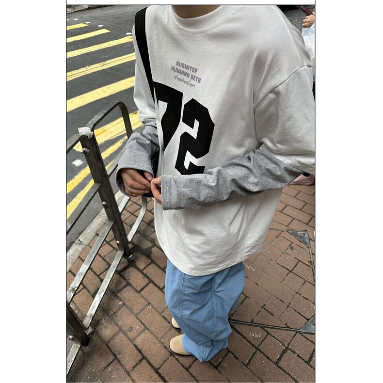 DA171-P45美式复古拼接假两件长袖T恤男秋季潮牌上衣-网图现货,男装卫衣,星座603-2