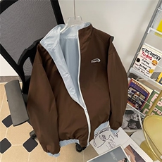 美式潮牌三条杠夹克秋冬季宽松复古两面穿情侣外套W9323/P70，男装夹克，星座506B