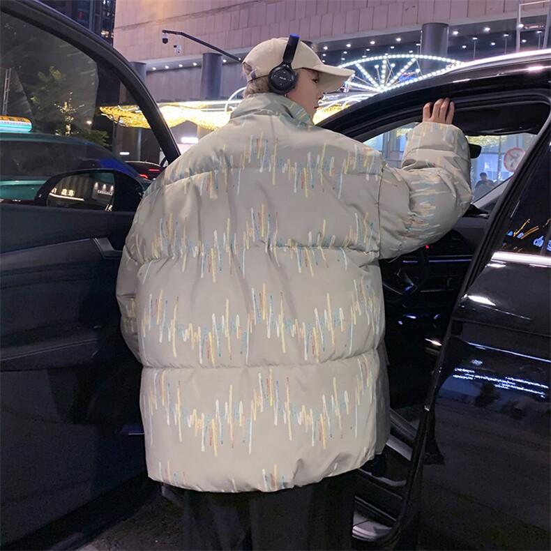棉服男女七彩线印花棉衣立领面包服棉袄加厚外套3359-P70控108,男装棉衣,星座207