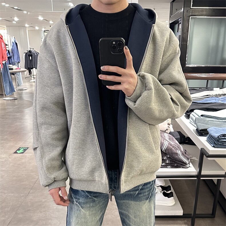 抖音得物高品质二开 25秋冬美式重磅宽松结构双面连帽卫衣外套W68图片