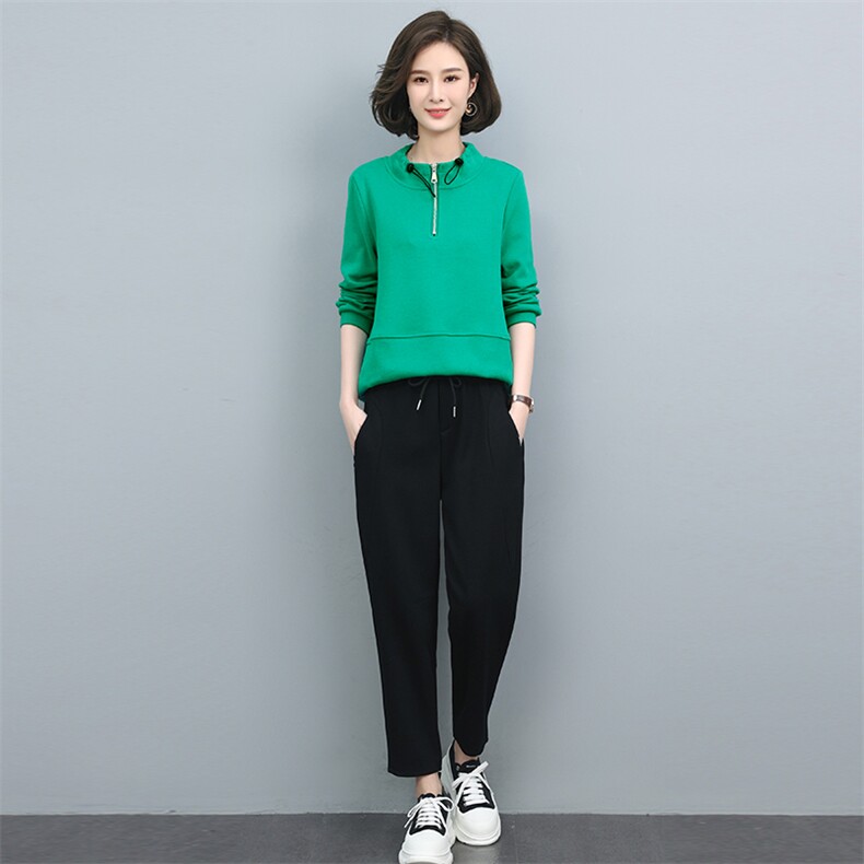 长期现货，运动套装女新款秋装休闲时尚春秋卫衣洋气减龄两件套,女装套装/套裙,涵誉