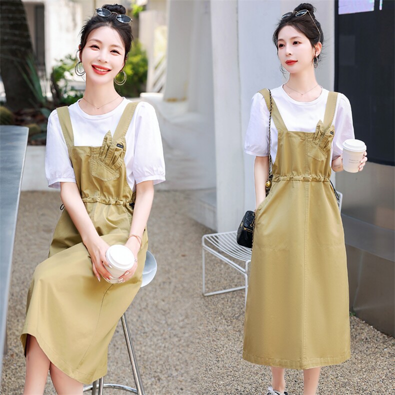 （专柜发货）823B03背带裙女夏2025新款中长款连衣裙两件套，女装套装/套裙，木子恋