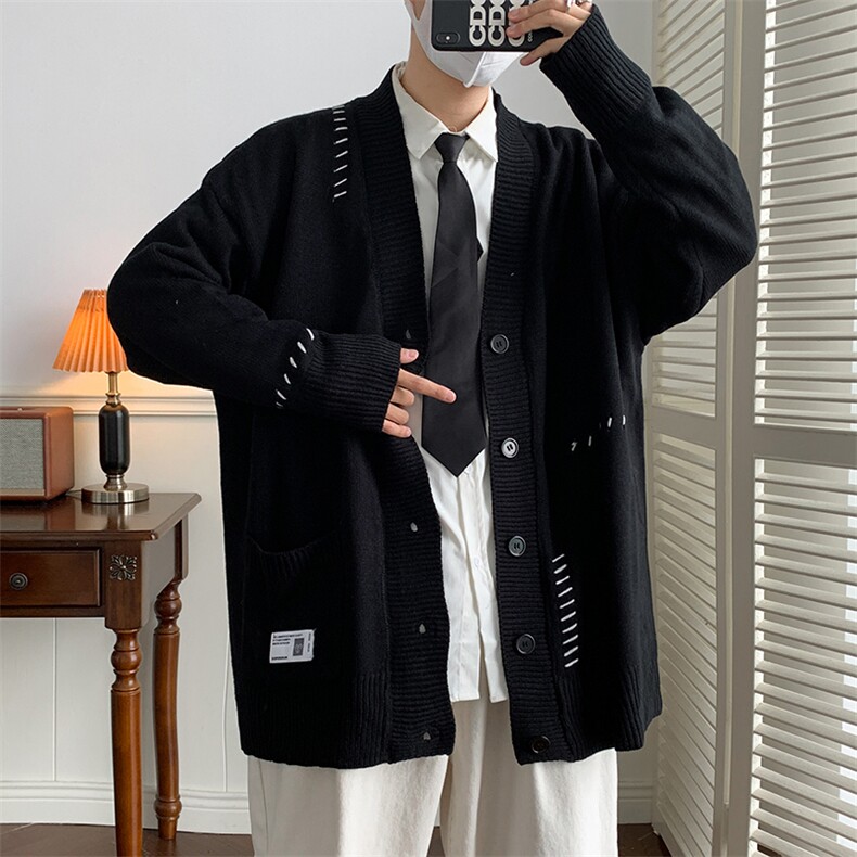 秋冬日系复古开衫毛衣慵懒落肩情侣针织外套男女MY0162-P55,男装针织衫/毛衣,星座308B-2
