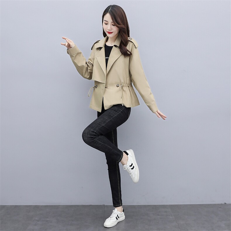 【现货】外套女2021春秋季卡其色韩版百搭小个子休闲宽松港风上衣,女装短外套,梦懿尔