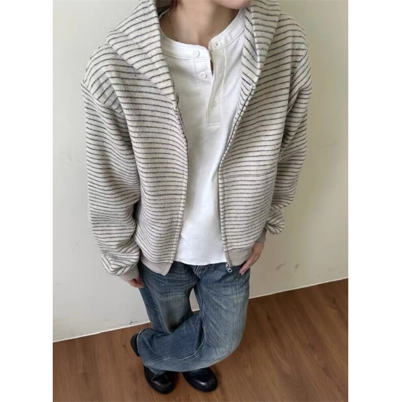 ins原宿日系文艺潮流百搭慵懒原版条纹复合连帽卫衣简约WHT252,男装卫衣,星座1116A（原606A-3）