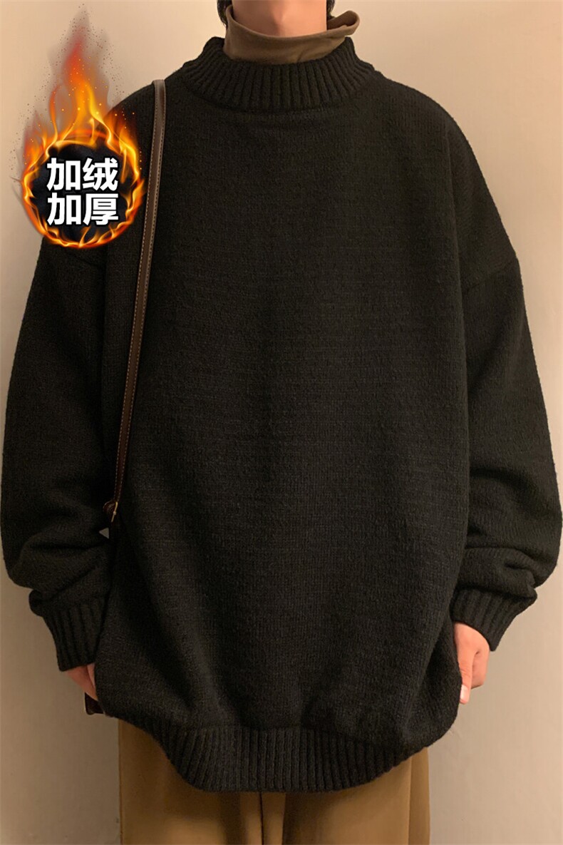 冬款潮流痞帅加绒加厚打底衫男大码套头毛衣针织衫MY103J加绒-P60,男装针织衫/毛衣,电商A001