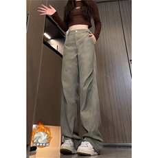 扎染褶皱大码保暖银狐绒显瘦百搭微喇裤男K24004J加绒-特P58控108，男装棉衣，电商A001-1