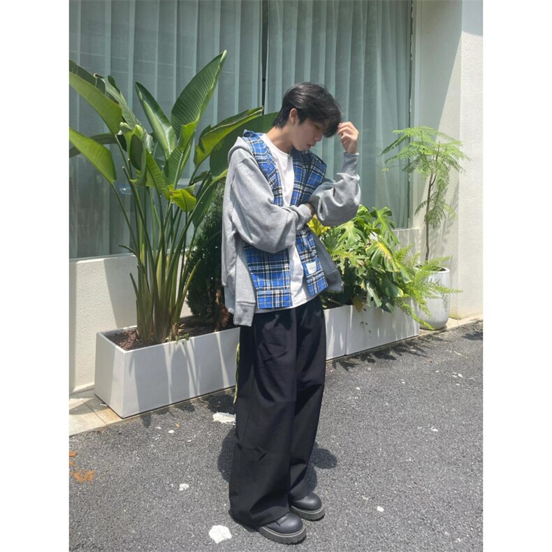 【有货】假两件格子拼接卫衣男款设计感连帽开衫外套JL97CC-特P68,男装卫衣,星座1007（原301D）