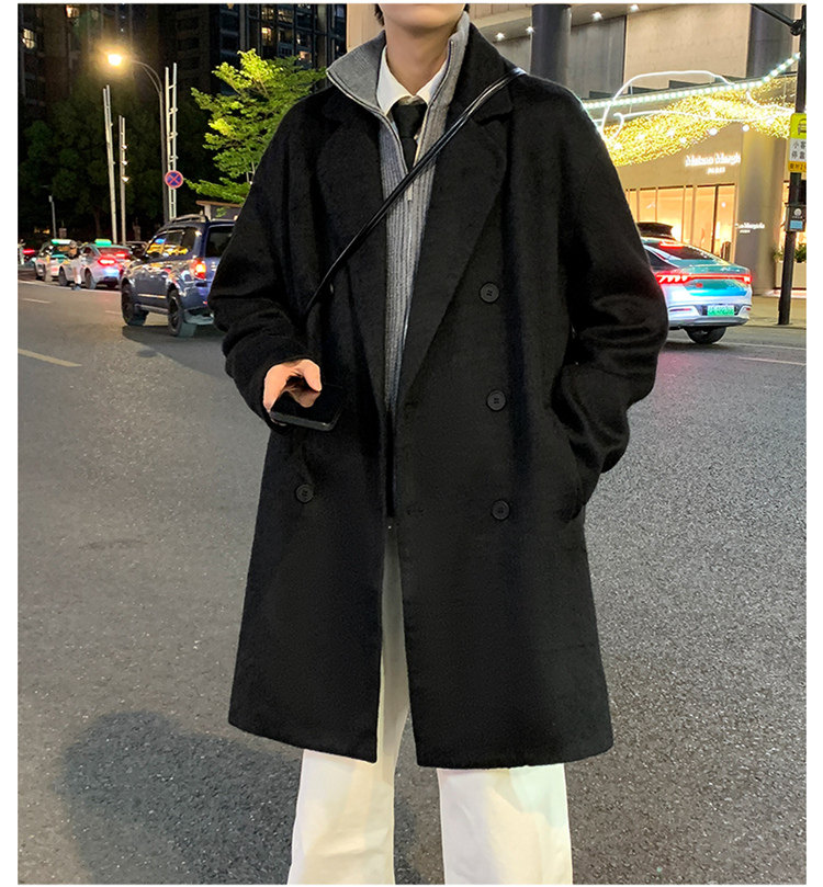 夜景二开中长款大衣防羊绒双排扣大衣男士外套A406JK2566P115,男装毛呢大衣,星座309（原A406）