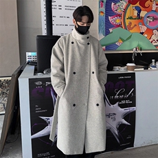 大货高品质秋冬新款ins潮流风衣男过膝毛呢大衣长款呢料外套FY132，男装毛呢大衣，星座903-1