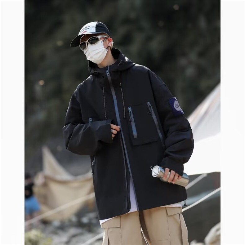 山系工装防晒冲锋衣外套男2024秋季潮牌连帽夹克WT50-P68,男装防晒衣,星座1109-3