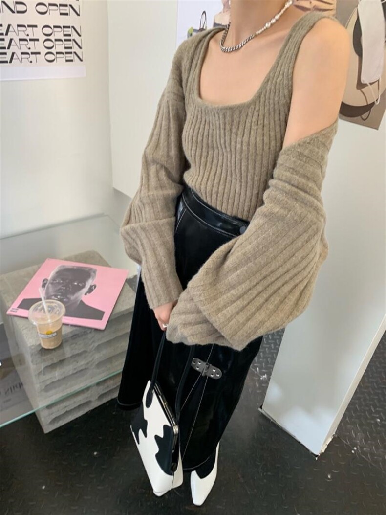 秋冬新款慵懒毛衣两件套，女装针织衫/毛衣，UPUP