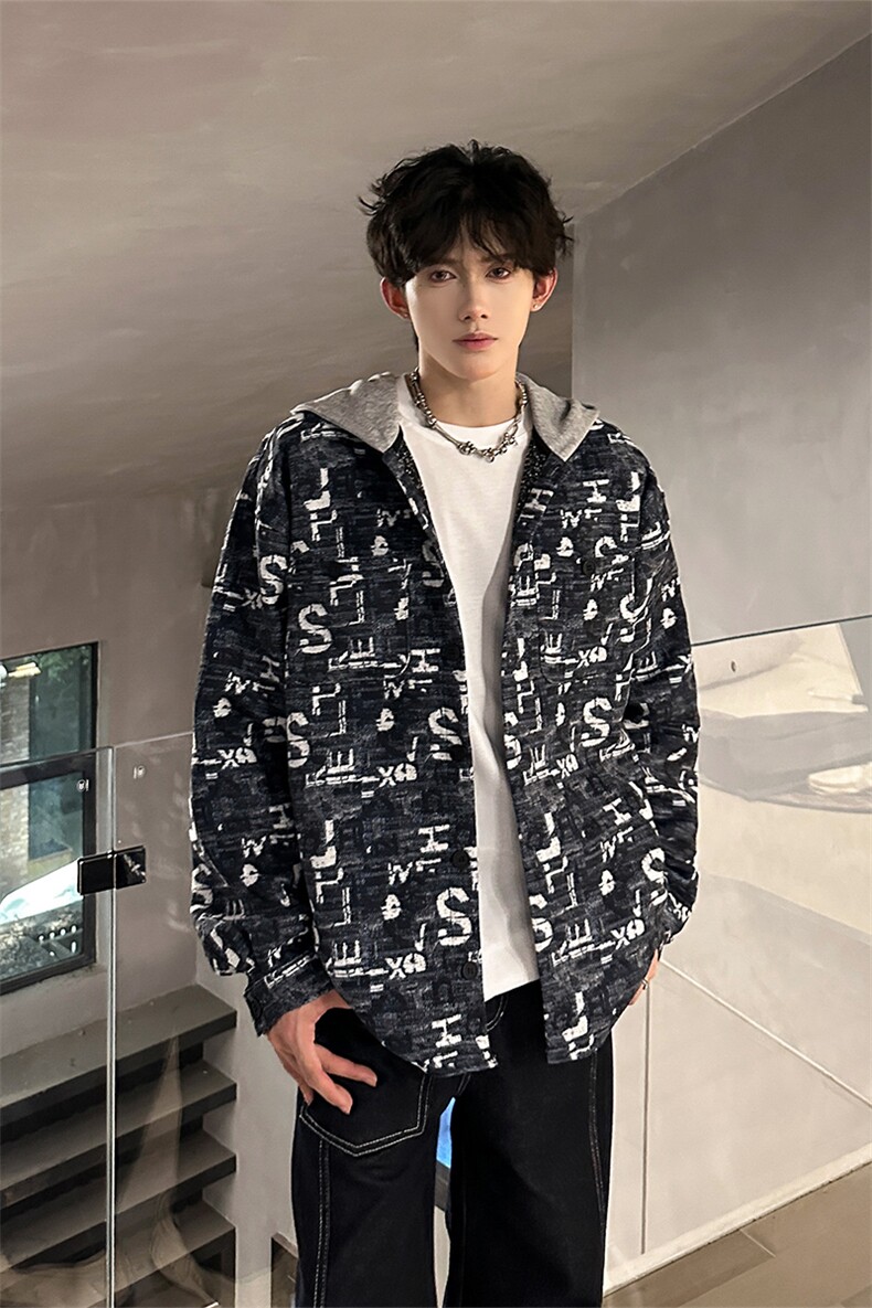 秋季港风宽松休闲连帽夹克外套潮XZ808B-WH089-P68,男装夹克,星座808B