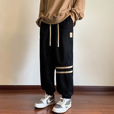 港风麂皮绒休闲裤男宽松拖地束脚裤卫裤KP619P45，男装休闲裤，星座1204-3