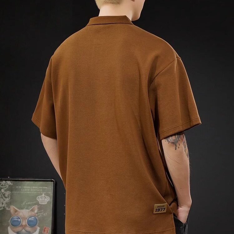 美式复古POLO衫男夏季简约风重磅男装宽松大码男士短袖T恤tshirt,男装T恤,星座1210-1
