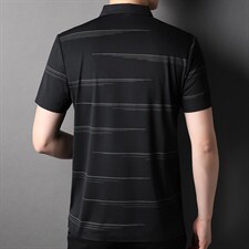 2023年夏季男士潮流透气短袖上衣T恤中青年条纹翻领POLO衫P67，男装T恤，钱塘6003A(原)4033A