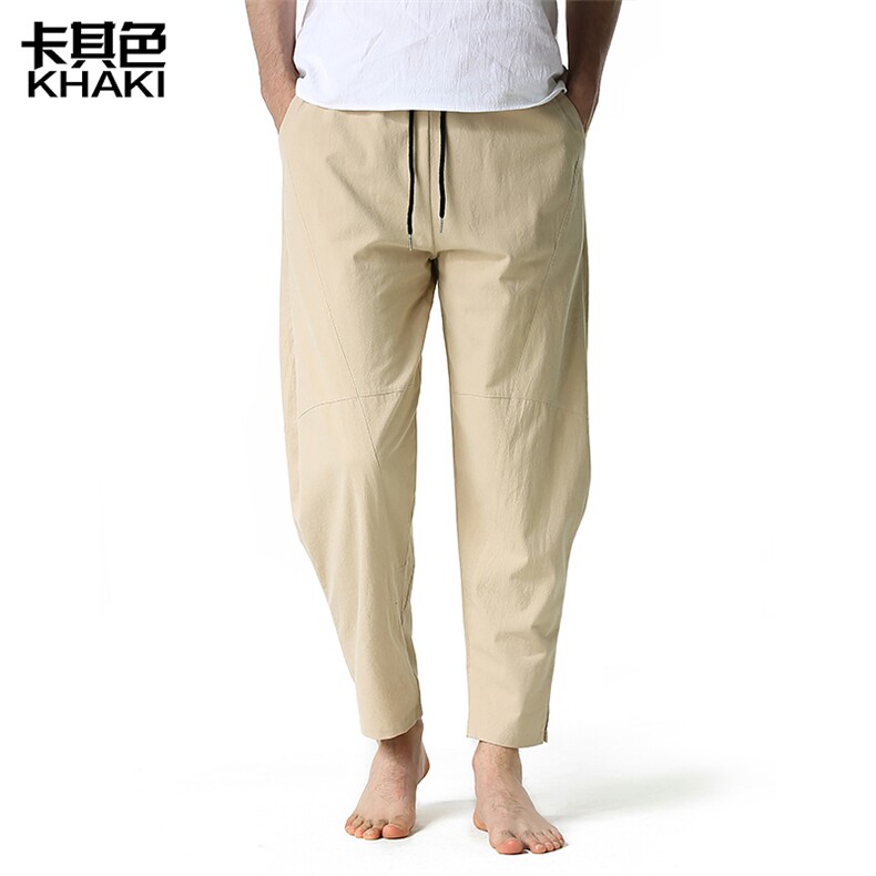 男士麻棉宽松休闲轻质弹性腰裤瑜伽裤家居裤CK04P40，男装休闲裤，星座1314