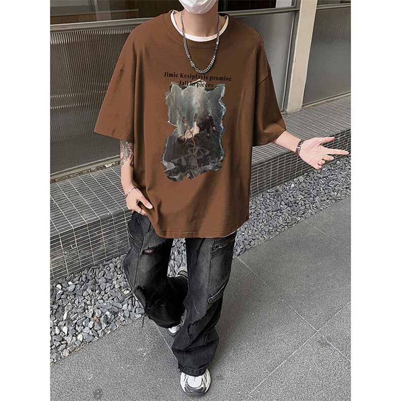 纯棉印花T恤XT5539-TP25控价38夏季青少年2024休闲运动纯棉T恤,男装T恤,电商A102-1