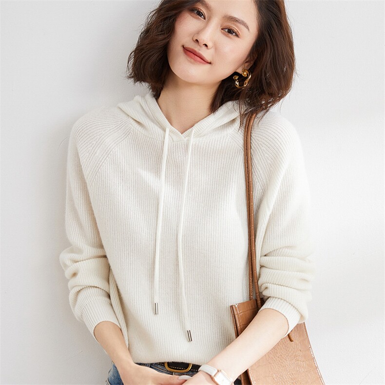 女套头连帽卫衣2024年秋冬新款修身显瘦长袖短款打底衫,女装卫衣/绒衫,皓宇羊绒