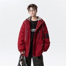 冬季外套加绒加厚潮牌夹克连帽宽松保暖派克服A436-D209-P80，男装夹克，电商A436