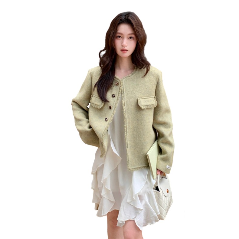 【现货】小香风双面尼外套D203P205K288,女装毛呢外套,2D008