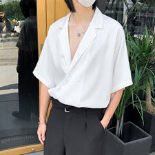 夏季西装外套男短袖韩版潮2023新款上衣ins宽松个性衬衫W2672-P30图片