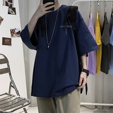 T009常年款男士休闲字母印花T恤衫外套圆领半袖五分袖TEE男女中性，男装T恤，星座115A-3