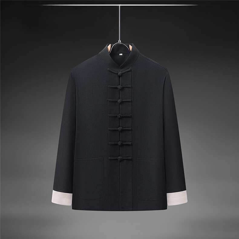 春秋季风纯棉纯色长袖立领唐装中式汉服DF890-P58,男装民族服装,星座1206（原A206）