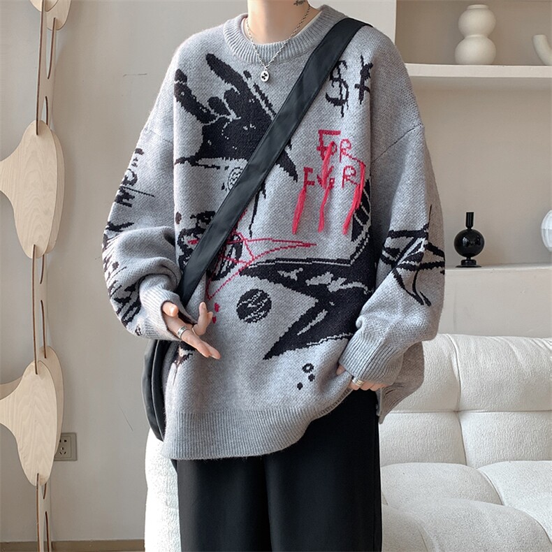 现货MY7138-特批65美式潮牌字母提花圆领毛衣小众（已注册）,男装针织衫/毛衣,电商A059