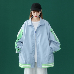 ！春装新款多色袖子拼接撞色宽松棒球夹克外套 G350 P65控88图片