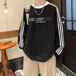 美式三杠条纹复圆领卫衣秋冬男女宽松长袖SW2468 -P45控68 50棉图片