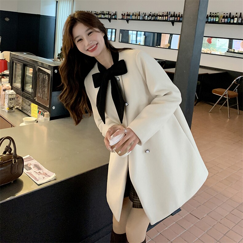 高级感超好看气质小香风呢子大衣女秋冬中长款韩系千金风毛呢外套,女装毛呢外套,2C159