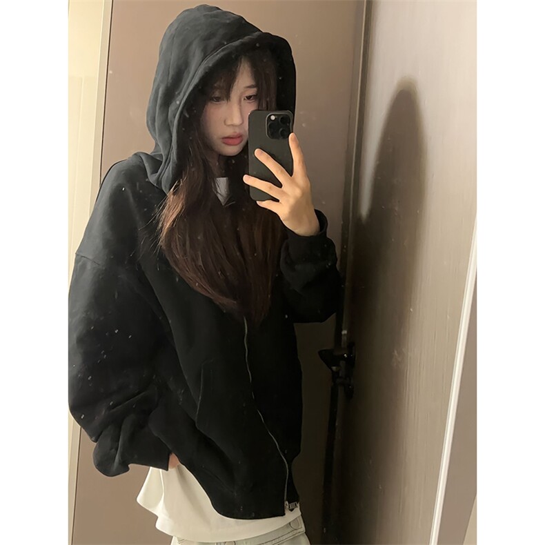 抖音得物高品质秋冬美式高街重磅结构双层双面连帽卫衣外套XS107,男装卫衣,电商A486