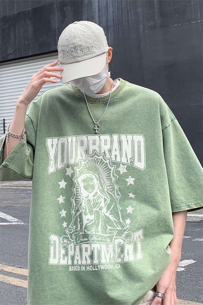 复古水洗做旧夏美式印花半袖高街重磅短袖T恤XZ514-2-1302-P38,男装T恤,星座514-2(原B239)