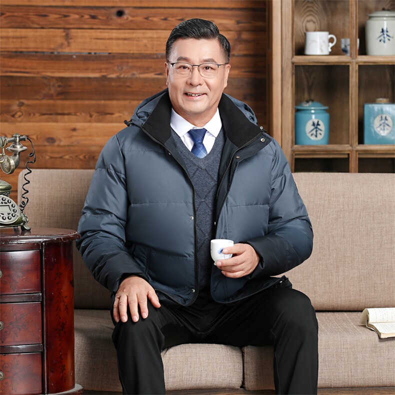 2025年冬男士渐变品质爷爷装保暖加厚御寒白鸭绒羽绒服男H32-P160图片