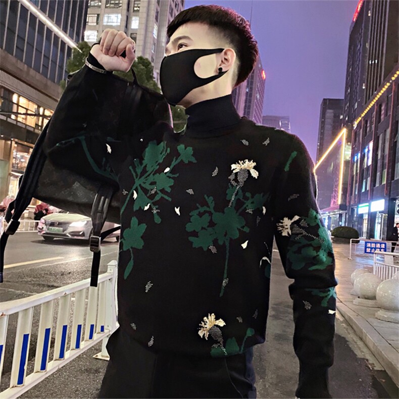 LV104/P103控143冬季社会小伙高领美系韩版针织衫打底毛衣男士黑1,男装T恤,星座305B