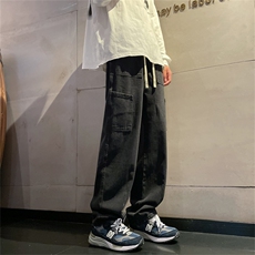 春季复古水洗做旧设计宽松牛仔裤男宽松直筒牛仔裤K05086-P43，男装牛仔裤，星座308B-1