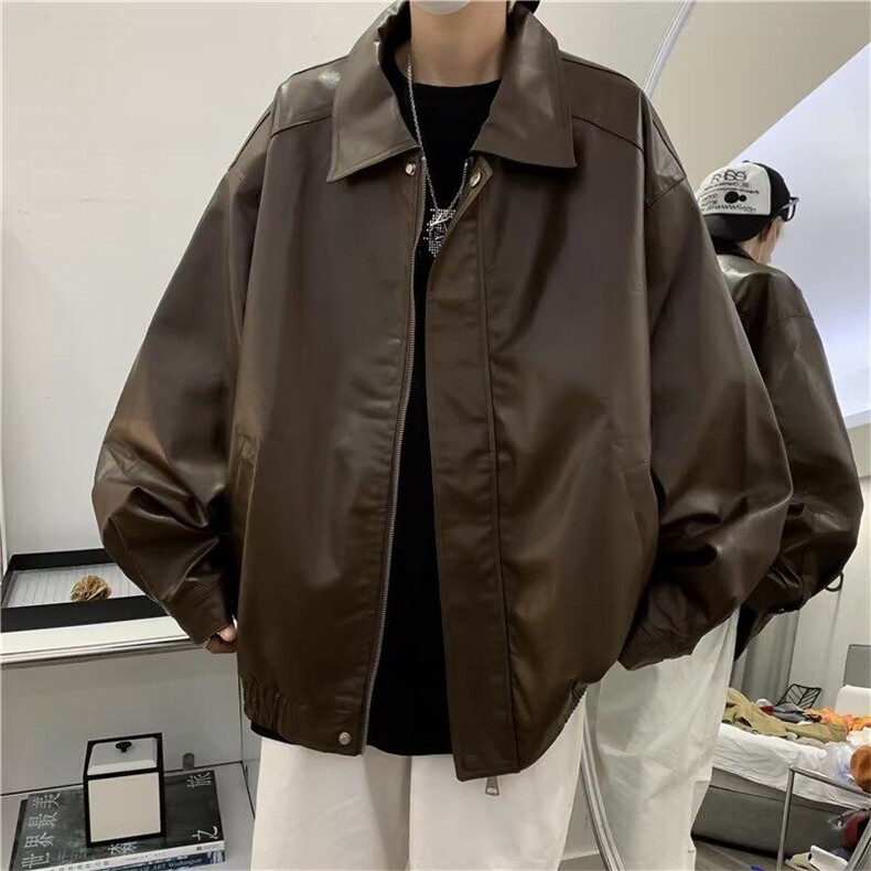 现货美式复古pu皮衣外套男春秋季休闲秋季男生皮夹克男款PY91-p75,男装夹克,星座1008